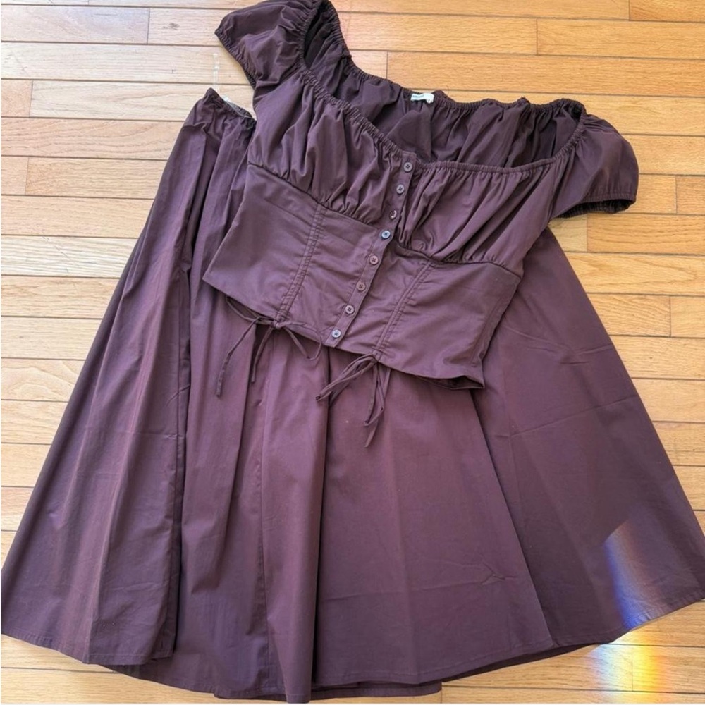 HOUSE OF CB 'Kitty' & ‘Cora’ Rich Brown Gathered Midi Skirt Set NWOT - Picture 10 of 12